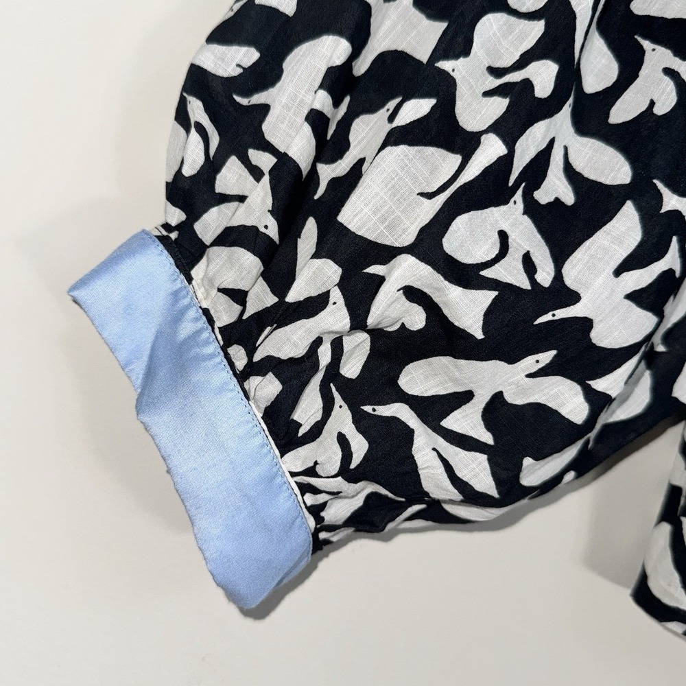Anthropologie Danielle Kroll Womens Whismy Bird Button Up Blouse Top Size Medium - Picture 3 of 16